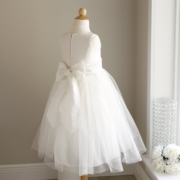 Ivory/Soft White Formal Flower Girl Dress Silk Tulle Special Occasion Size 6 NWT - Picture 3 of 5